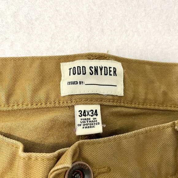 Todd Snyder Stretch 5 Pocket Chino Jeans Slim Fit Caramel Brown Khaki size 34X34 - Picture 8 of 10